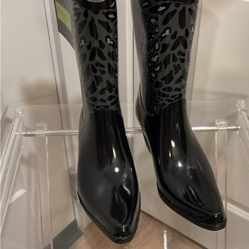 Western Chief Black Leopard Women's Rain Boots